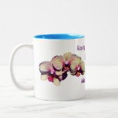 Happy Mother's Day Orchid Blume Personalisiert Zweifarbige Tasse (Links)