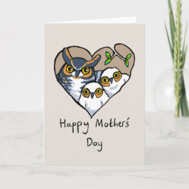 Happy Mother's Day Owl Nest Heart Card Karte