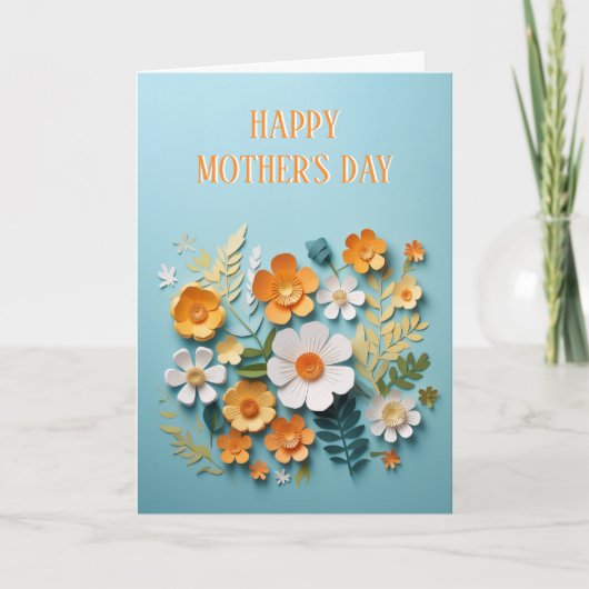 Happy Mothers Day Paper Yellow Blume Design Karte (Vorderseite)