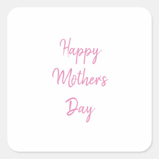 Happy Mother's Day Party 2024 Pink Simple Modern Quadratischer Aufkleber (Vorderseite)