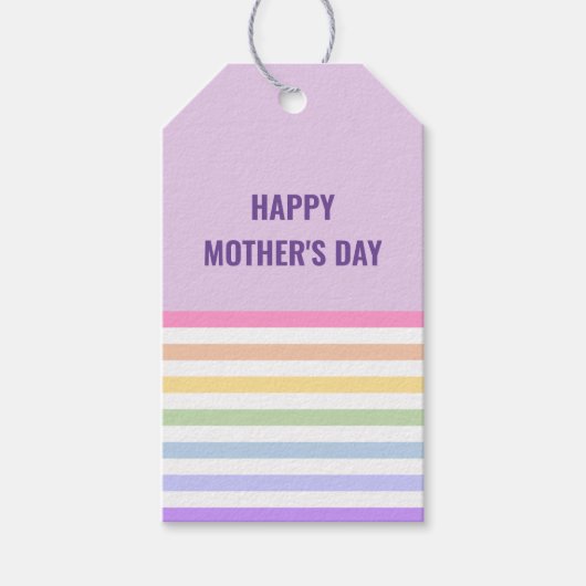 Happy Mothers Day Pastel Rainbow Stripes Geschenkanhänger (Vorderseite)