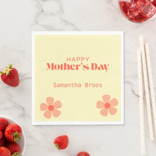 Happy Mother's day peach Blume rosa Serviette (Beispiel)