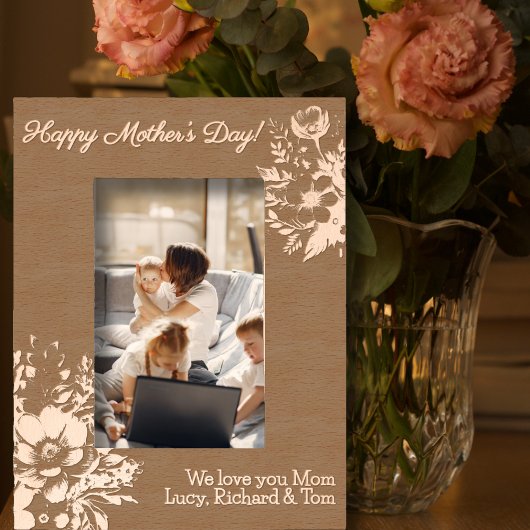 Happy Mother's Day Personalisiert Boho Floral Geätzte Rahmen