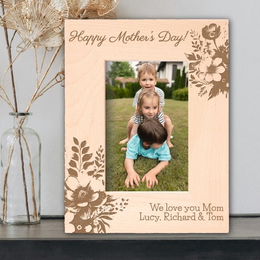 Happy Mother's Day Personalisiert Boho Floral Geätzte Rahmen