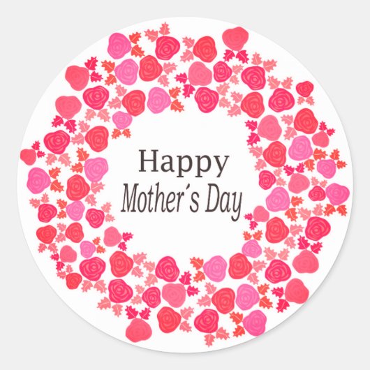 Happy Mother's Day Pink Blume Design Runder Aufkleber (Vorderseite)