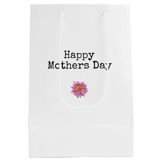 Happy Mothers Day Pink Daisy Moderne Mama Mittlere Geschenktüte (Rückseite)