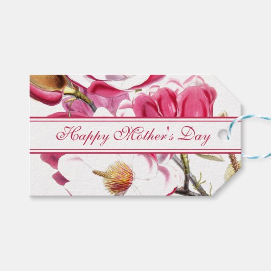 Happy Mother's Day Pink Floral Drehbuch Geschenkanhänger (Vorderseite (Horizontal))