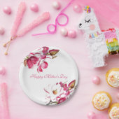 Happy Mother's Day Pink Floral Drehbuch Pappteller (Party)