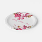 Happy Mother's Day Pink Floral Drehbuch Pappteller (Schrägansicht)