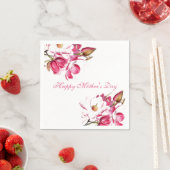Happy Mother's Day Pink Floral Drehbuch Serviette (Beispiel)