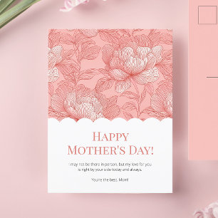 Happy Mother's Day Pink Floral Niedlich Modern Sca Feiertagspostkarte