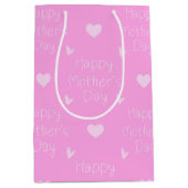 Happy Mother's day pink script Mittlere Geschenktüte (Vorderseite)