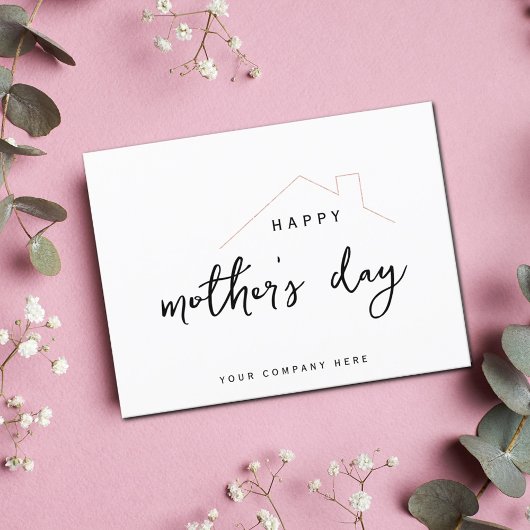 Happy Mother's Day Pink Sparkle House Realty Postkarte
