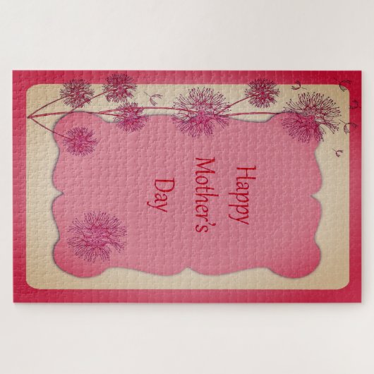 Happy Mother's Day Pink Trim and Dandelion Seeds Puzzle (Horizontal)