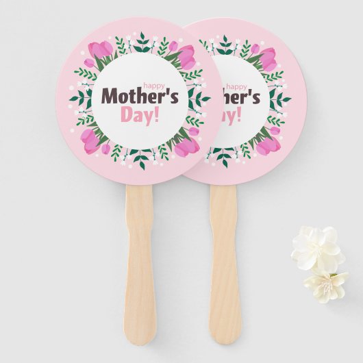 Happy Mother's Day  Pink Tulips Fächer (Vorne und Hinten)