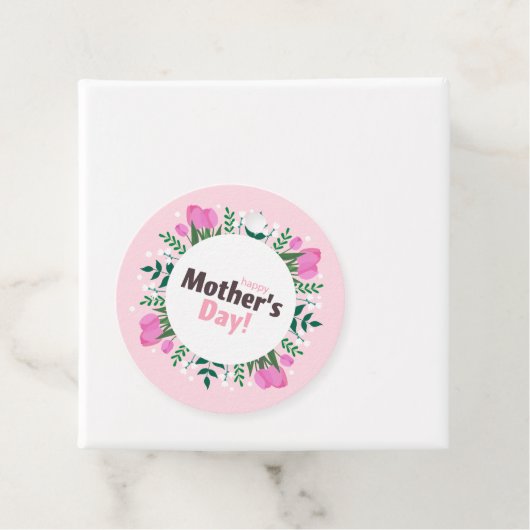 Happy Mother's Day Pink Tulips Geschenkanhänger (Beispiel)