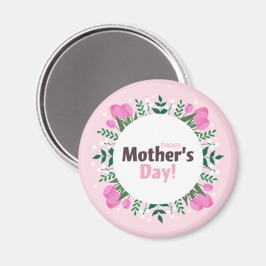Happy Mother's Day Pink Tulips Magnet (Vorderseite/Rückseite)