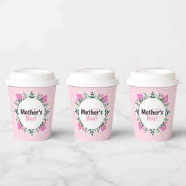 Happy Mother's Day  Pink Tulips Pappbecher