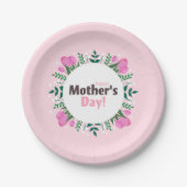 Happy Mother's Day  Pink Tulips Pappteller (Vorderseite)