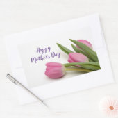 Happy Mother's Day Pink Tulips Rechteckiger Aufkleber (Umschlag)