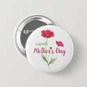 Happy Mother's Day Pink Watercolor Floral Button (Vorne & Hinten)