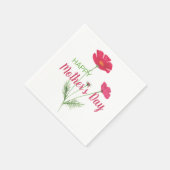 Happy Mother's Day Pink Watercolor Floral Serviette (Ecke)