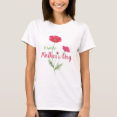 Happy Mother's Day Pink Watercolor Floral T-Shirt (Vorderseite)
