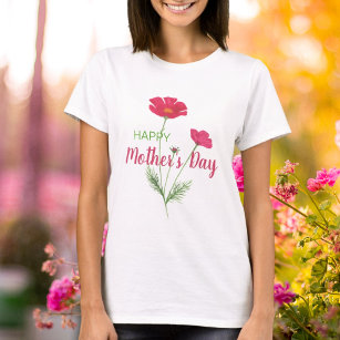 Happy Mother's Day Pink Watercolor Floral T-Shirt