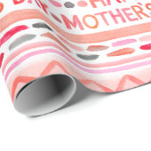 Happy Mother's Day Pink Watercolor Streifen Geschenkpapier (Rolleneckpunkt)