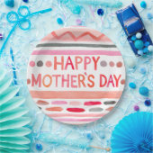 Happy Mother's Day Pink Watercolor Streifen Pappteller (Party)