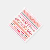 Happy Mother's Day Pink Watercolor Streifen Serviette (Ecke)