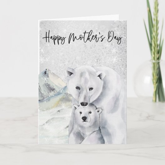 Happy Mother's Day Polar Bear Mama Karte (Vorderseite)