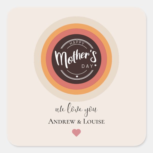 Happy Mother's Day Quadratischer Aufkleber (Vorderseite)