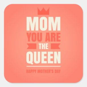 Happy Mother's Day Queen Style Quadratischer Aufkleber