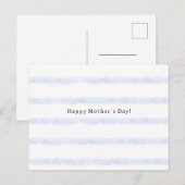 Happy Mother's Day Quote Blue Stripes Card Postkarte (Vorne/Hinten)