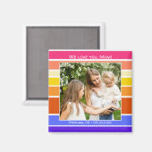 Happy Mother's Day Rainbow Striped Foto Magnet (Vorderseite/Rückseite)