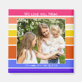 Happy Mother's Day Rainbow Striped Foto Magnet (Vorne)