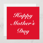 Happy Mother's Day red white script Mitteilungskarte (Vorne/Hinten)