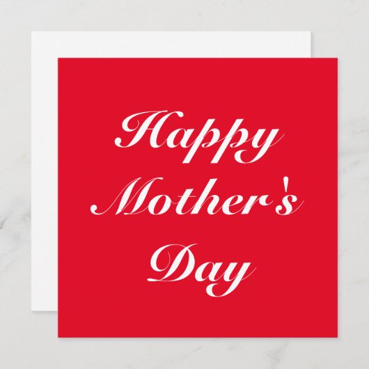 Happy Mother's Day red white script Mitteilungskarte (Vorne/Hinten)