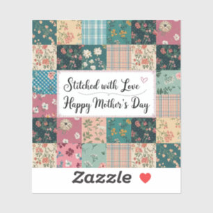 Happy Mother's Day - Retro Niedliches Quilt Muster Aufkleber