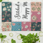 Happy Mother's Day - Retro Niedliches Quilt Muster Geschirrtuch (Gefaltet)