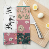 Happy Mother's Day - Retro Niedliches Quilt Muster Geschirrtuch (Viertel Falte)