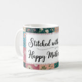 Happy Mother's Day - Retro Niedliches Quilt Muster Kaffeetasse (Vorderseite Links)