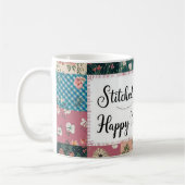 Happy Mother's Day - Retro Niedliches Quilt Muster Kaffeetasse (Links)