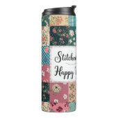 Happy Mother's Day - Retro Niedliches Quilt Muster Thermosbecher (Nach links gedreht)