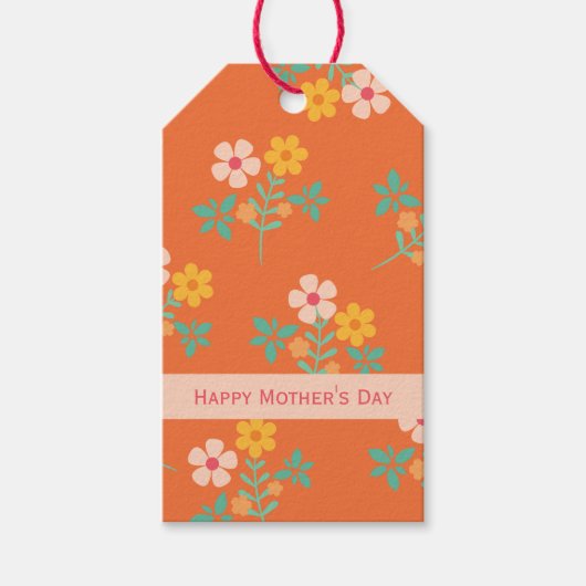 Happy Mother's Day Retro Orange Daisy Geschenkanhänger (Vorderseite)