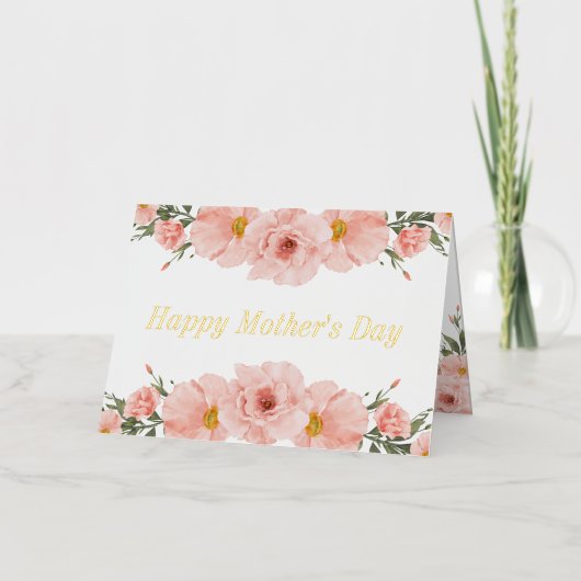 Happy Mother's Day Rosa Blume Foto Gold (Vorderseite)