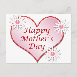 Happy Mother's Day rosa heart Postcard Postkarte