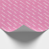 Happy Mother's Day rosa weißen Skriptmuster chic Geschenkpapier (Ecke)