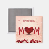 Happy Mother's Day Rose Heart Bouquet Magnet (Vorderseite/Rückseite)